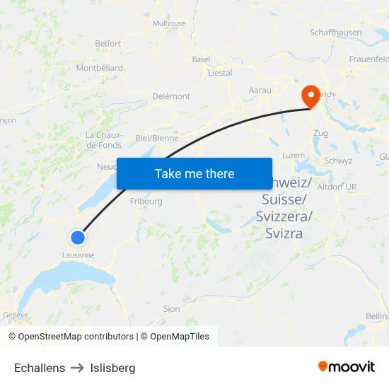 Echallens to Islisberg map