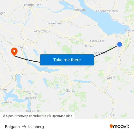 Balgach to Islisberg map