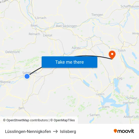 Lüsslingen-Nennigkofen to Islisberg map
