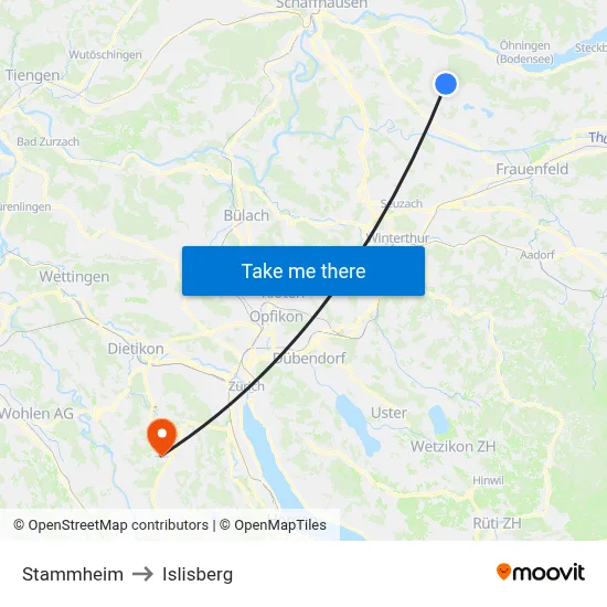 Stammheim to Islisberg map