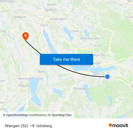 Wangen (Sz) to Islisberg map