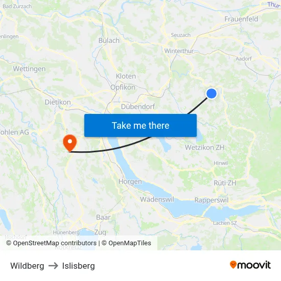 Wildberg to Islisberg map
