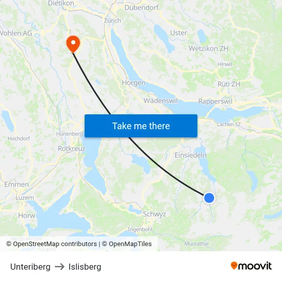 Unteriberg to Islisberg map