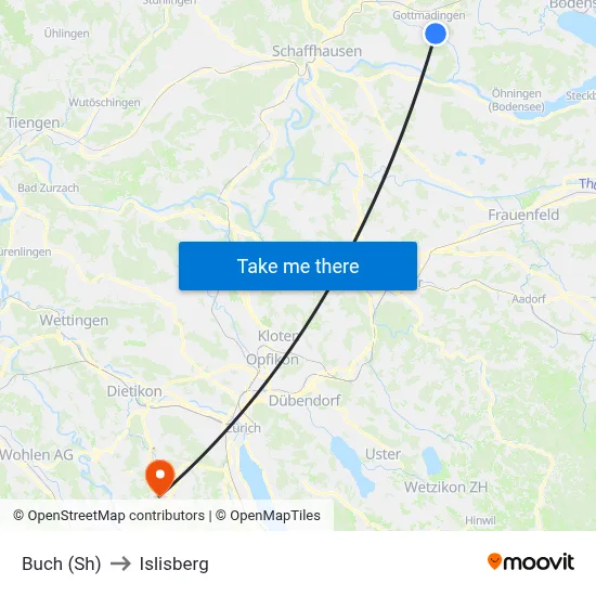 Buch (Sh) to Islisberg map