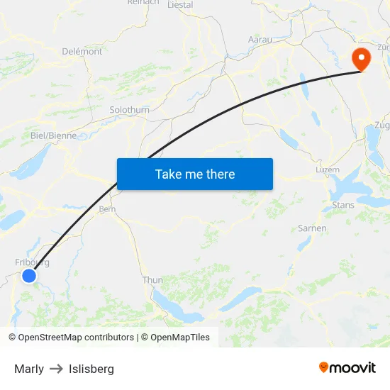 Marly to Islisberg map