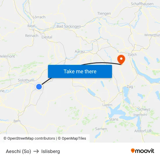 Aeschi (So) to Islisberg map