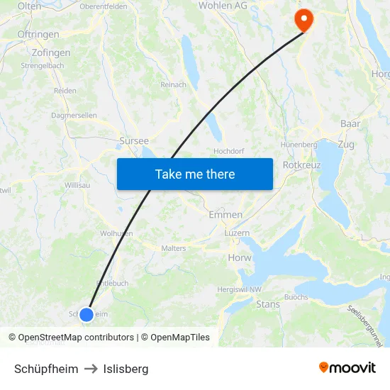 Schüpfheim to Islisberg map