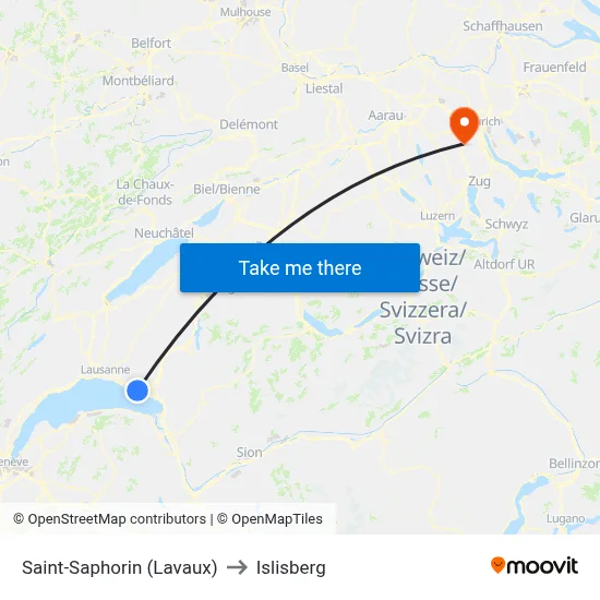 Saint-Saphorin (Lavaux) to Islisberg map