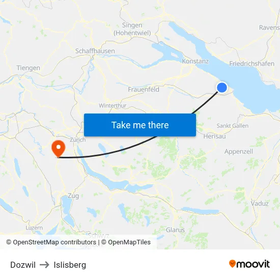 Dozwil to Islisberg map