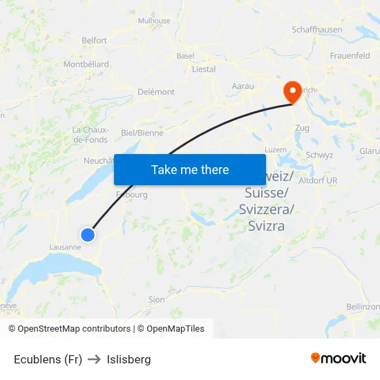 Ecublens (Fr) to Islisberg map