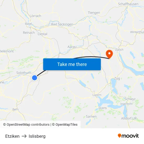 Etziken to Islisberg map