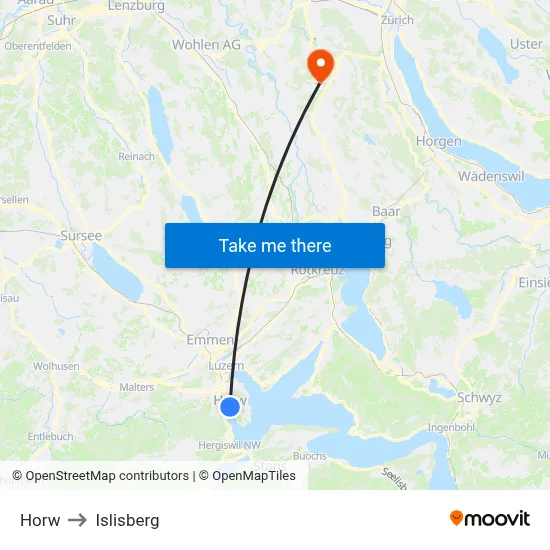 Horw to Islisberg map