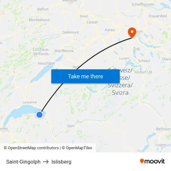 Saint-Gingolph to Islisberg map