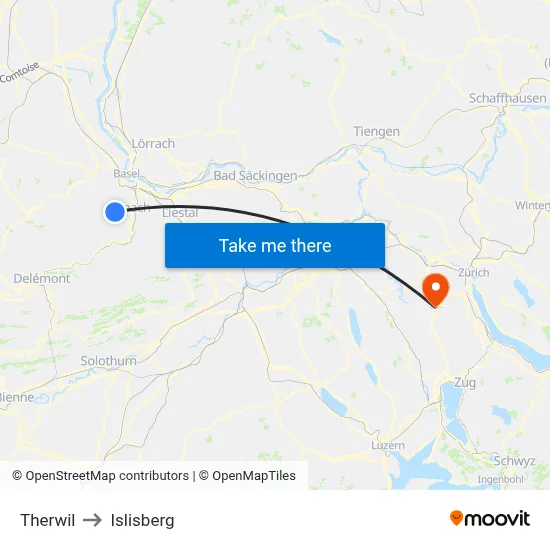 Therwil to Islisberg map