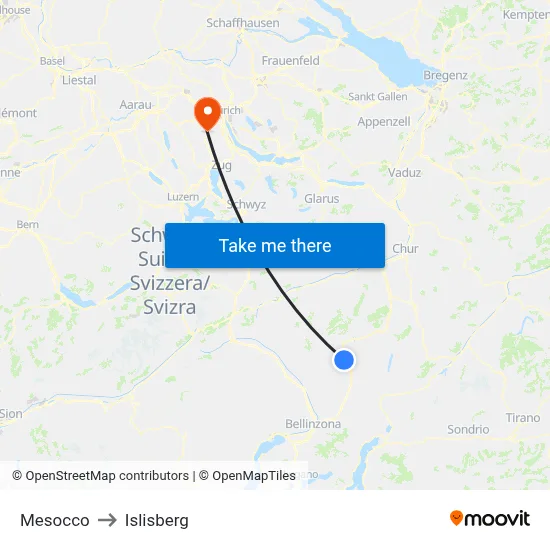 Mesocco to Islisberg map