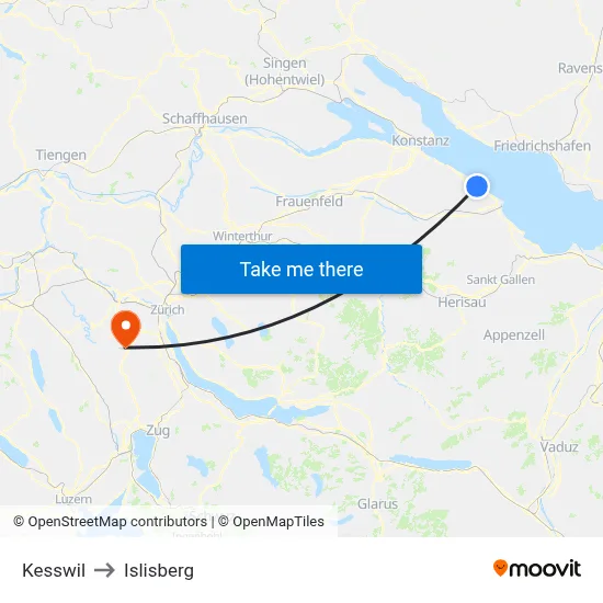 Kesswil to Islisberg map