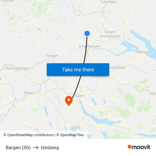 Bargen (Sh) to Islisberg map