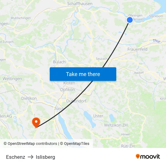 Eschenz to Islisberg map