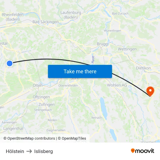 Hölstein to Islisberg map