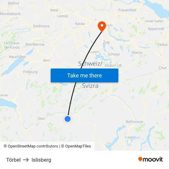 Törbel to Islisberg map