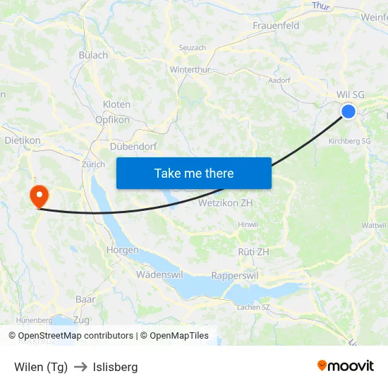 Wilen (Tg) to Islisberg map