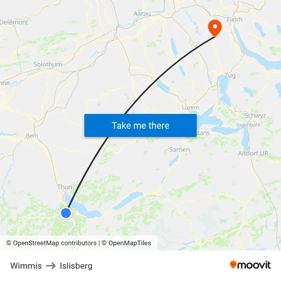 Wimmis to Islisberg map