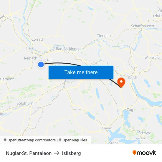 Nuglar-St. Pantaleon to Islisberg map