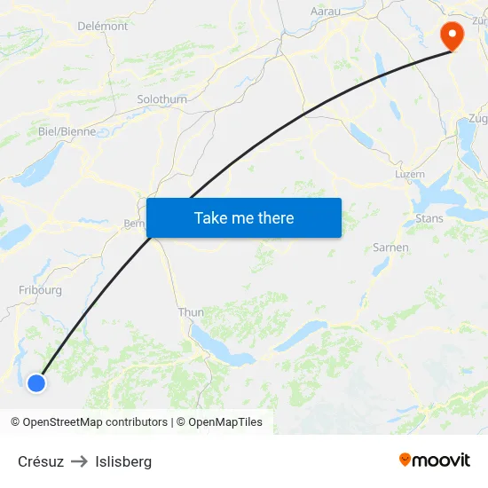 Crésuz to Islisberg map