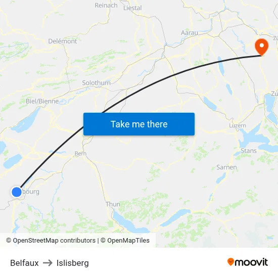 Belfaux to Islisberg map