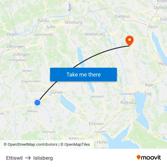 Ettiswil to Islisberg map
