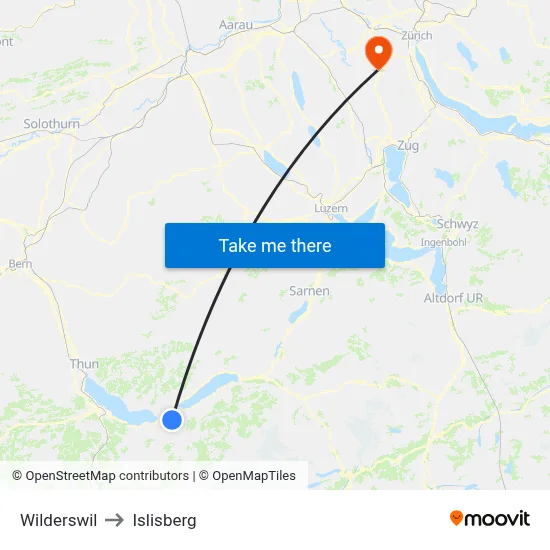Wilderswil to Islisberg map