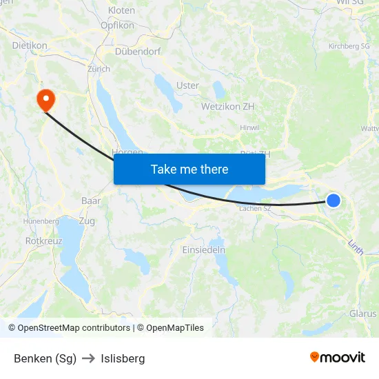 Benken (Sg) to Islisberg map