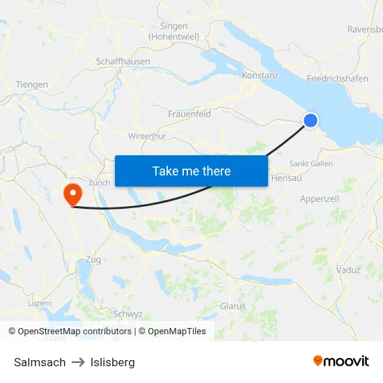 Salmsach to Islisberg map