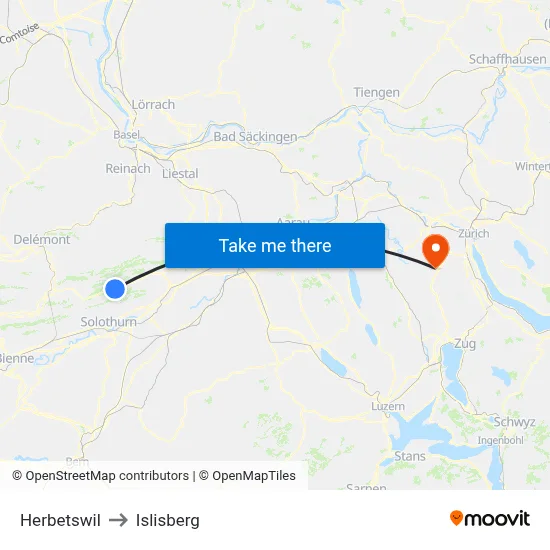 Herbetswil to Islisberg map