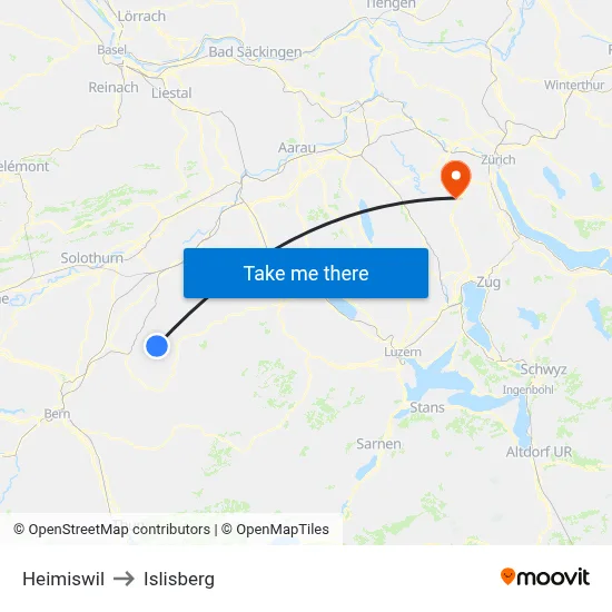 Heimiswil to Islisberg map