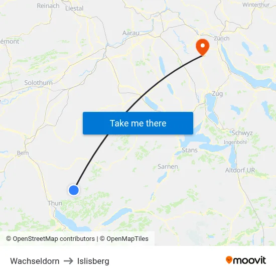 Wachseldorn to Islisberg map