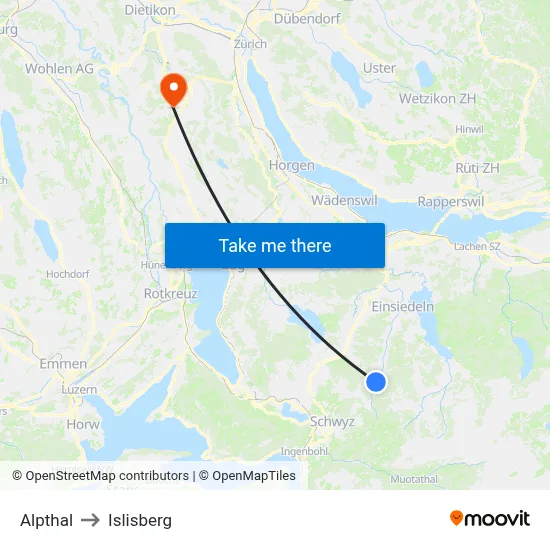 Alpthal to Islisberg map