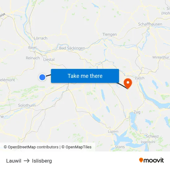 Lauwil to Islisberg map