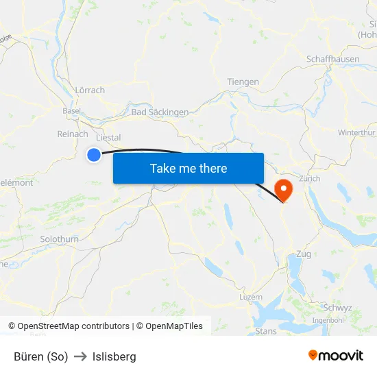 Büren (So) to Islisberg map