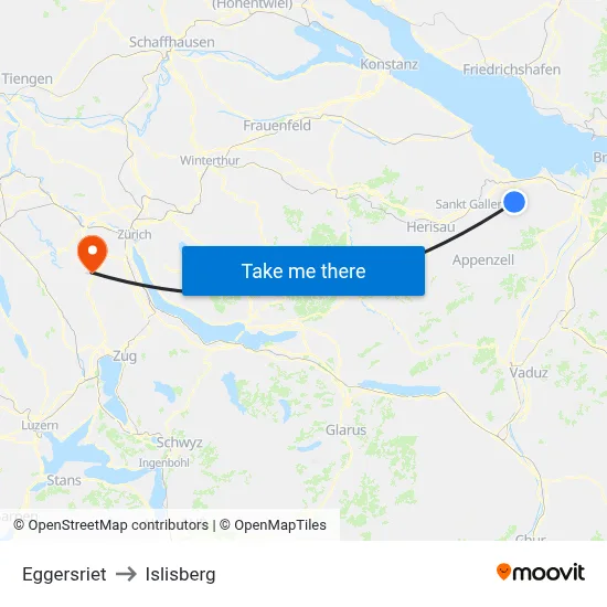 Eggersriet to Islisberg map