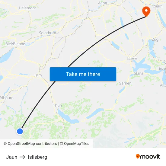 Jaun to Islisberg map
