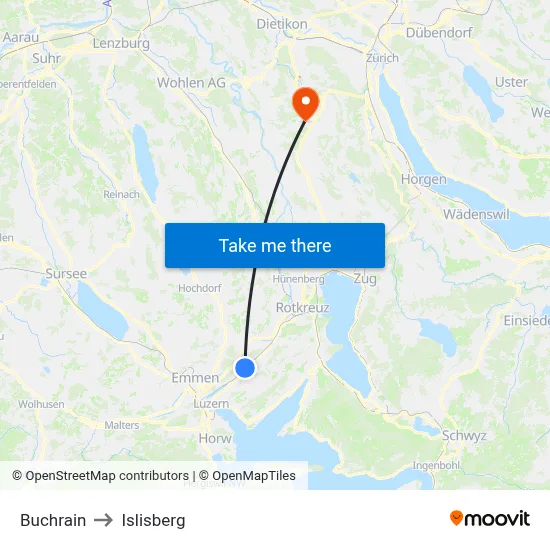 Buchrain to Islisberg map