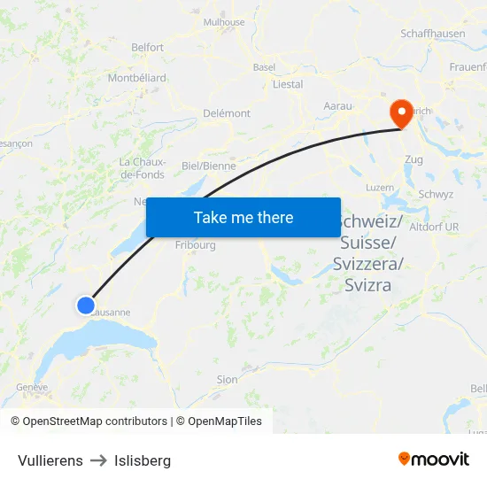 Vullierens to Islisberg map