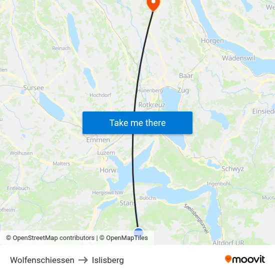 Wolfenschiessen to Islisberg map