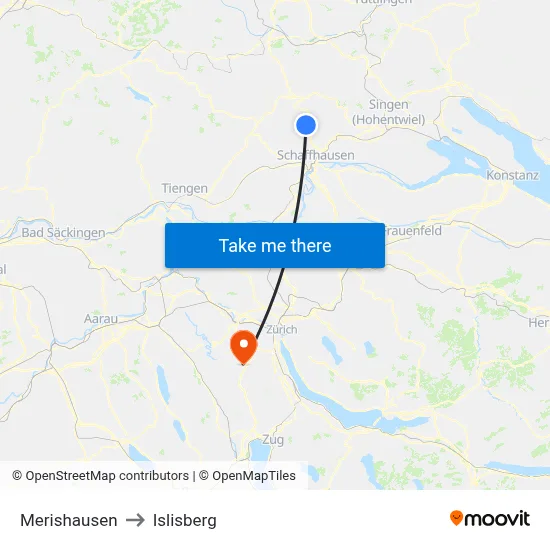 Merishausen to Islisberg map