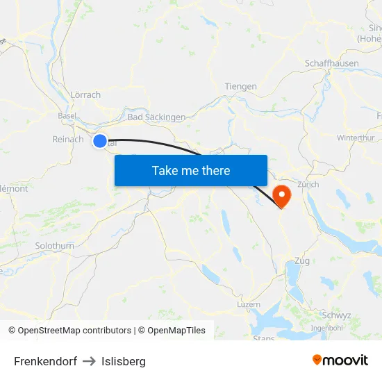Frenkendorf to Islisberg map