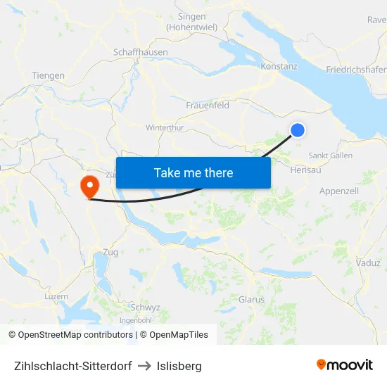 Zihlschlacht-Sitterdorf to Islisberg map