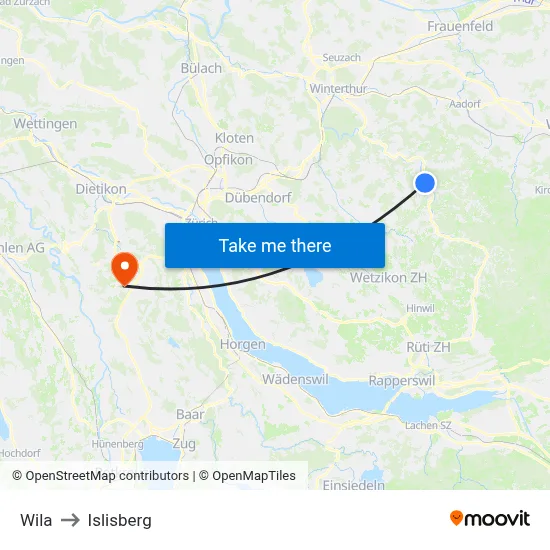 Wila to Islisberg map