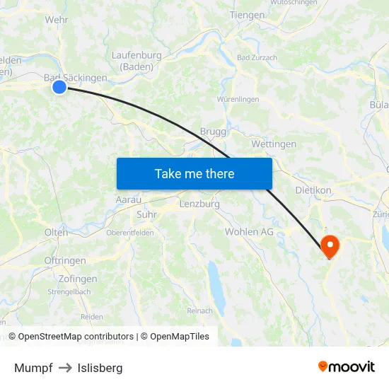 Mumpf to Islisberg map