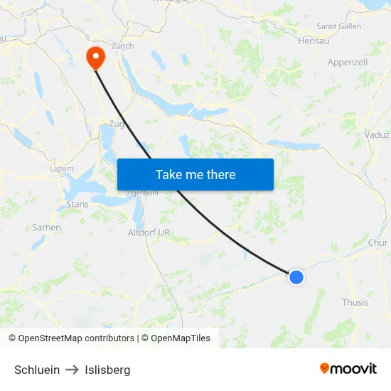 Schluein to Islisberg map
